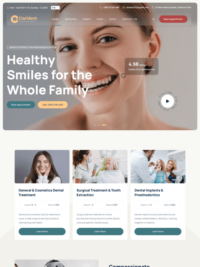 Clarident – A Refined Dental Website