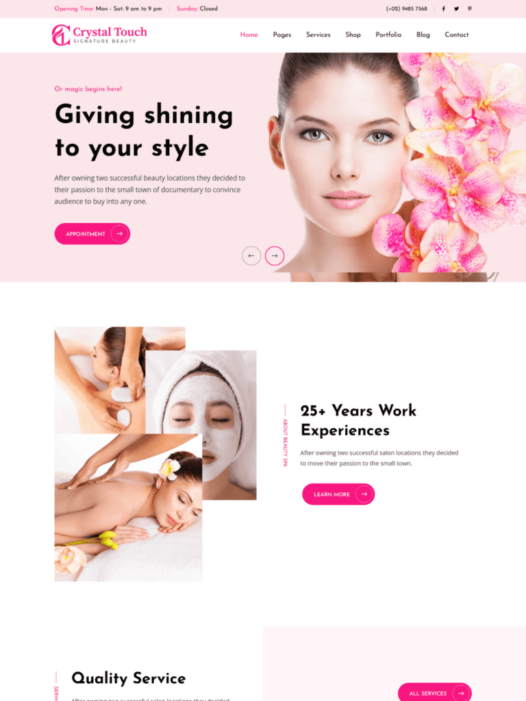 Crystal Touch – A Signature Parlour Website