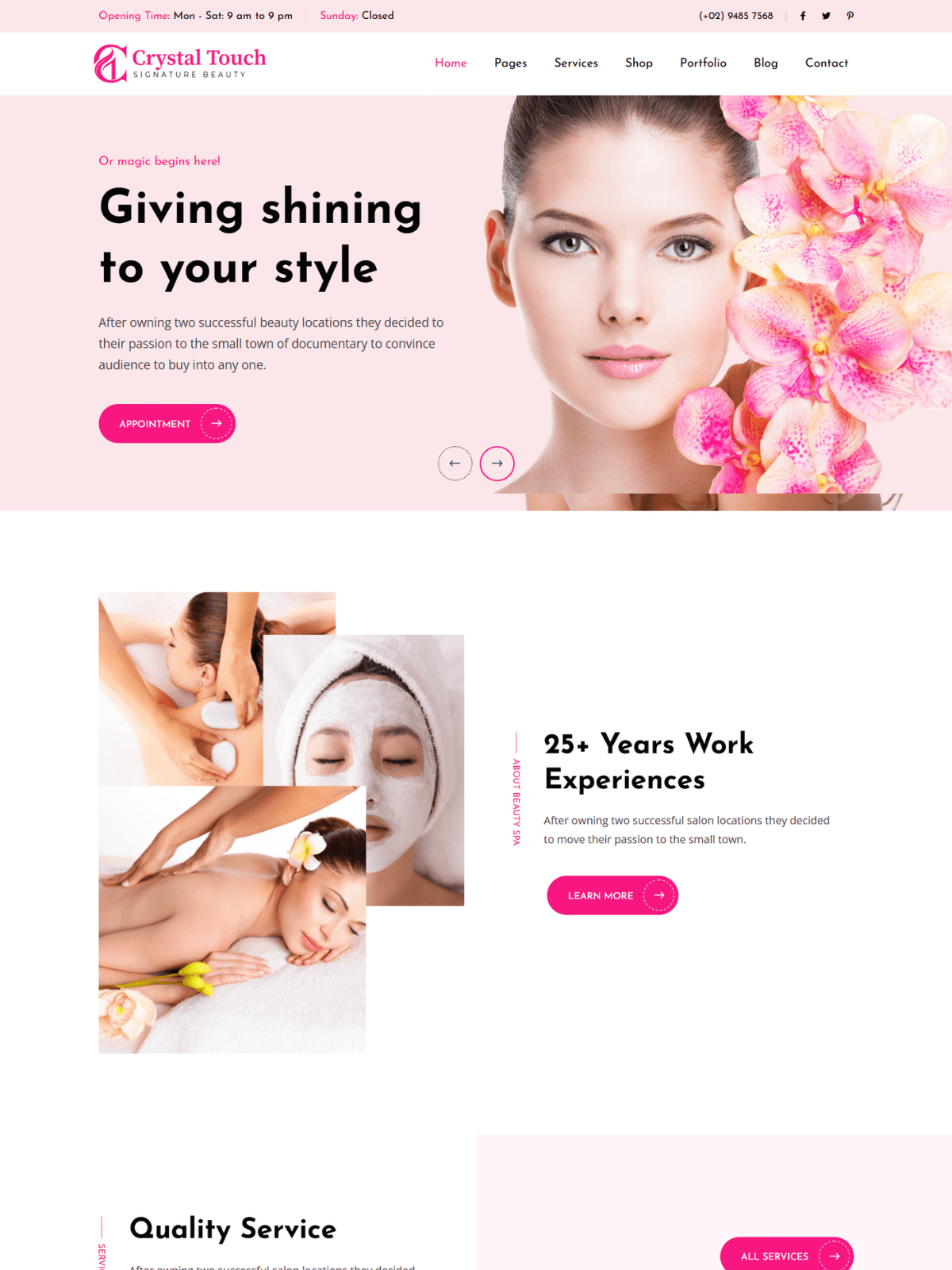Crystal Touch – A Signature Parlour Website