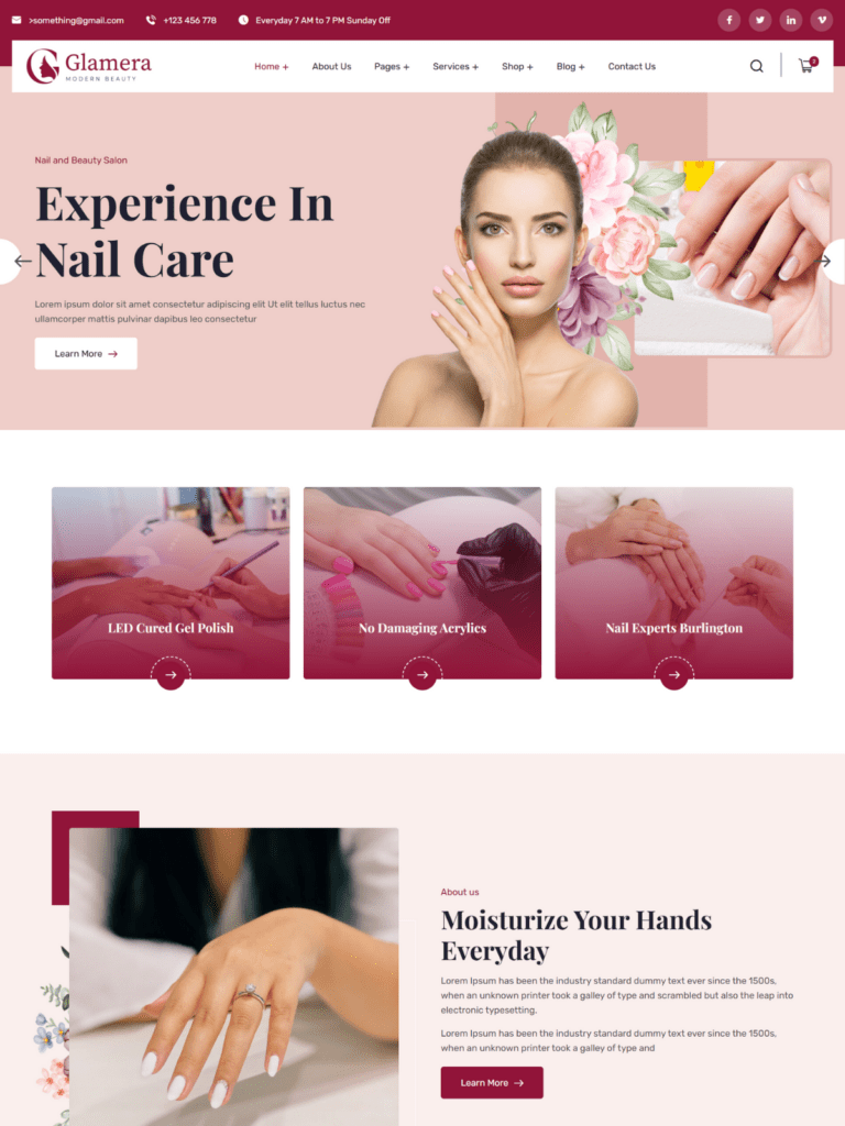 Glamera – Professional Beauty Care Website