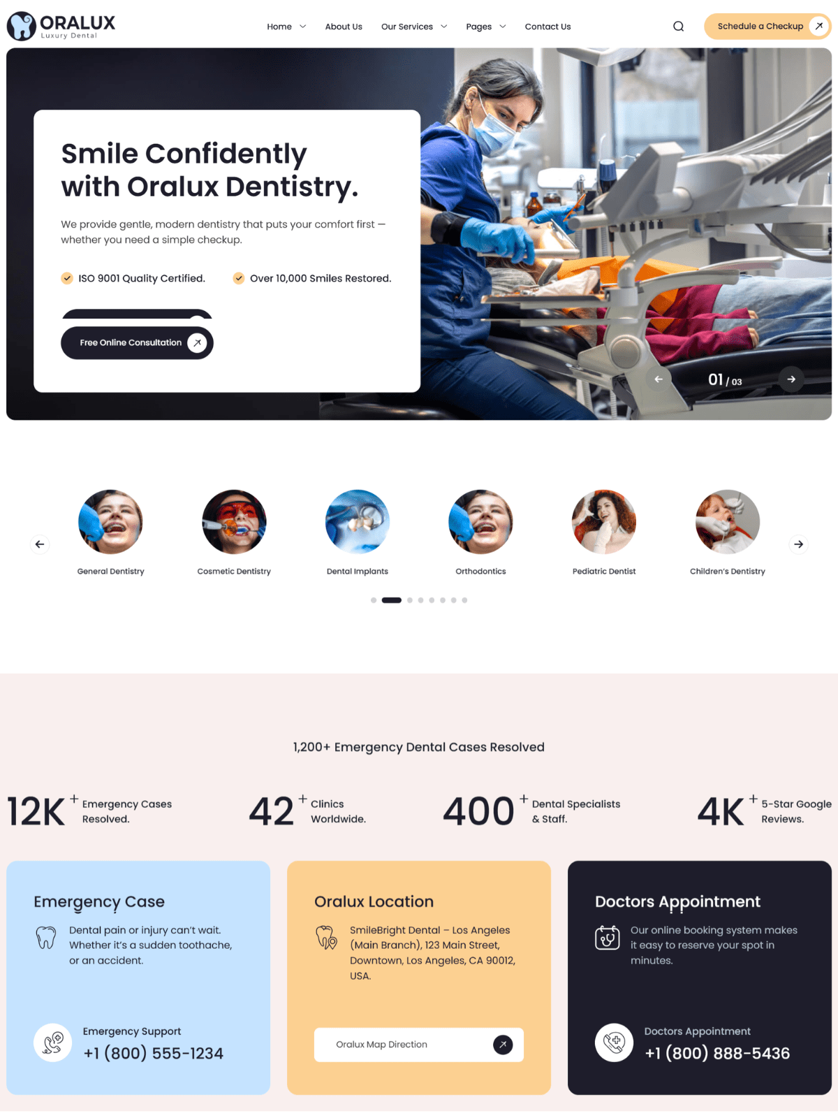 Oralux – Professional Dental Hospital Website