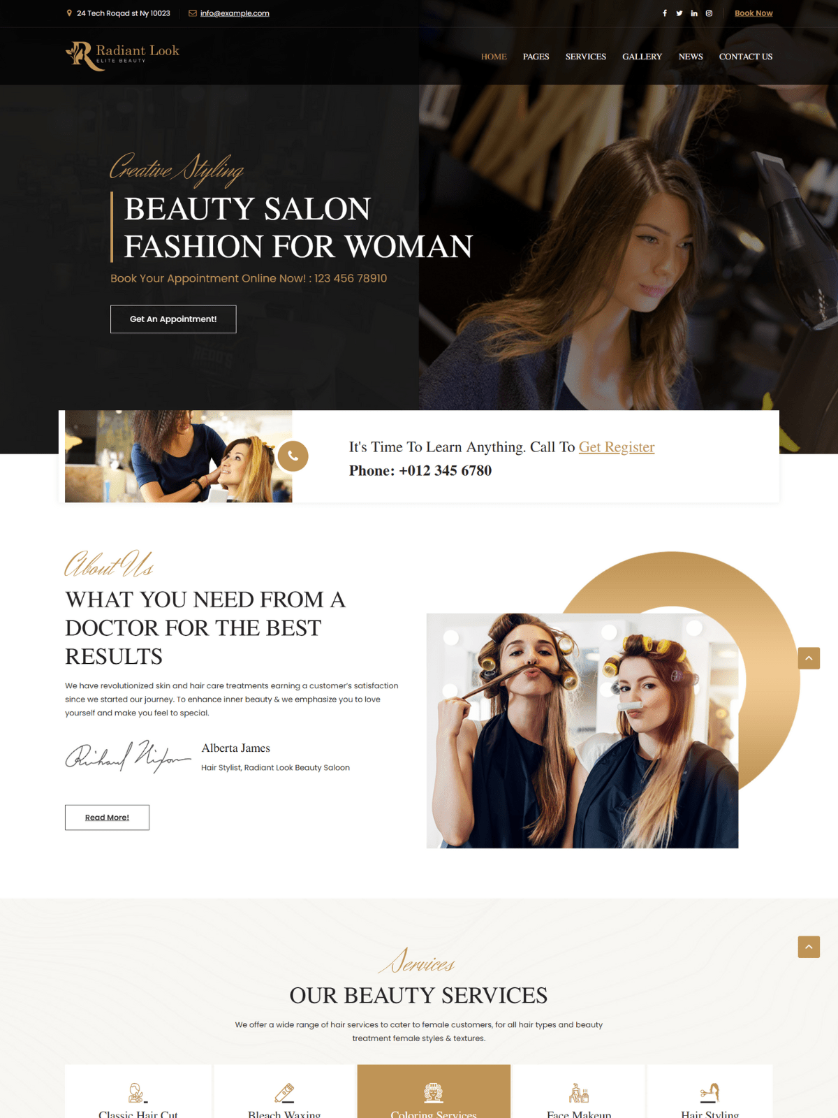 Radiant Look – Modern Salon Website