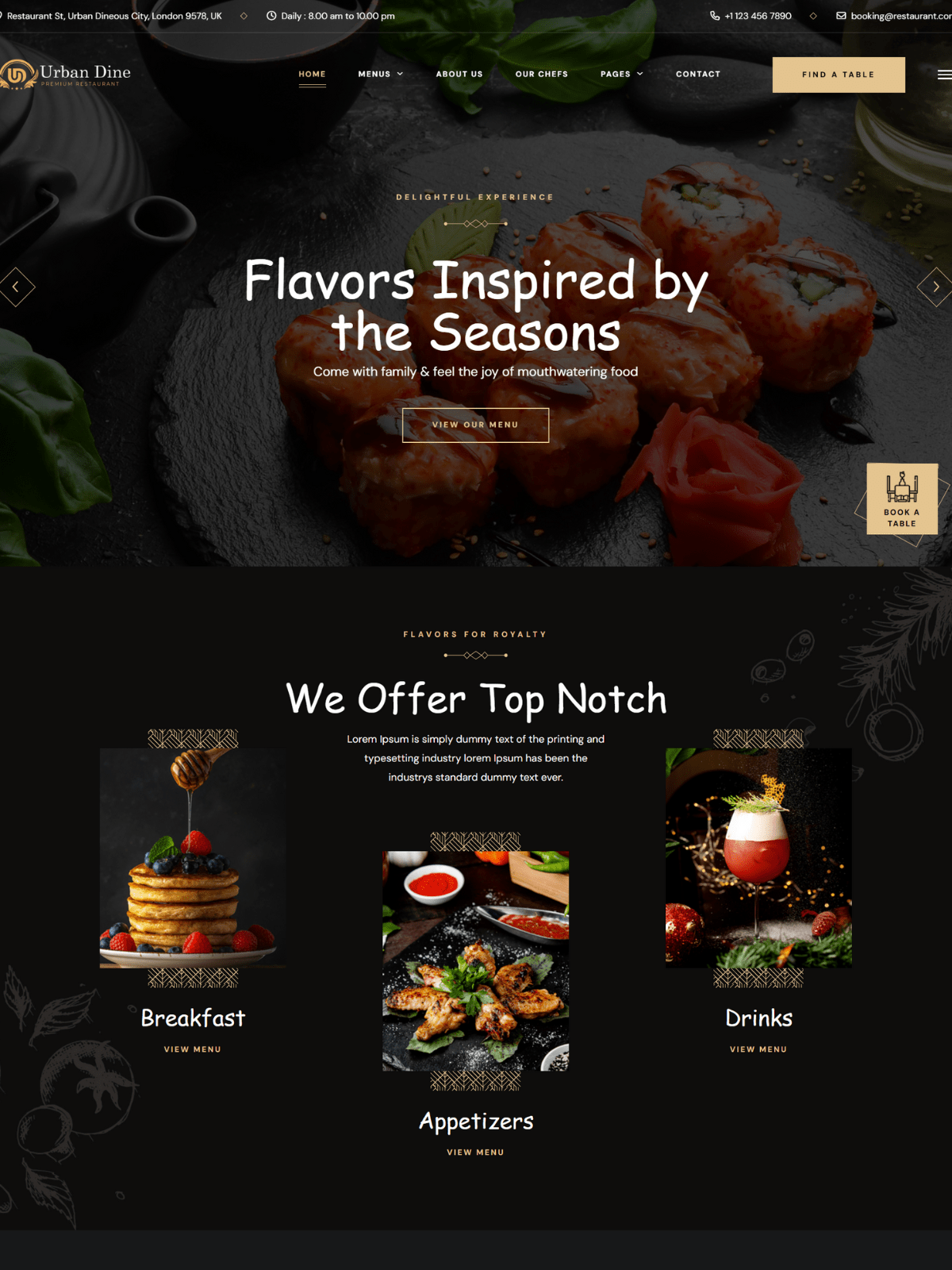 Urban Dine – Certified Restaurant Website