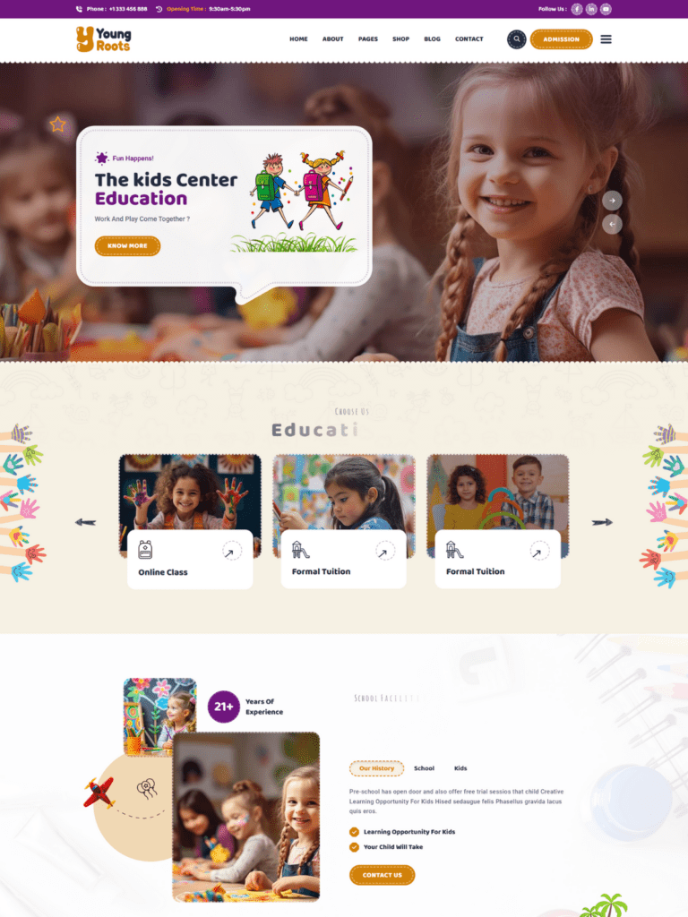 Young Roots – Elegant Child Care Website
